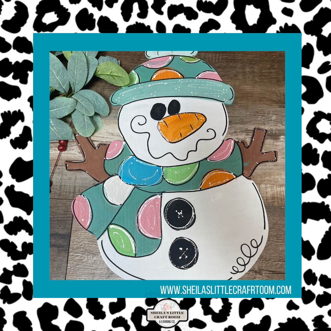 SNOWMAN WITH PASTEL HAT AND SCARF- JLFS
