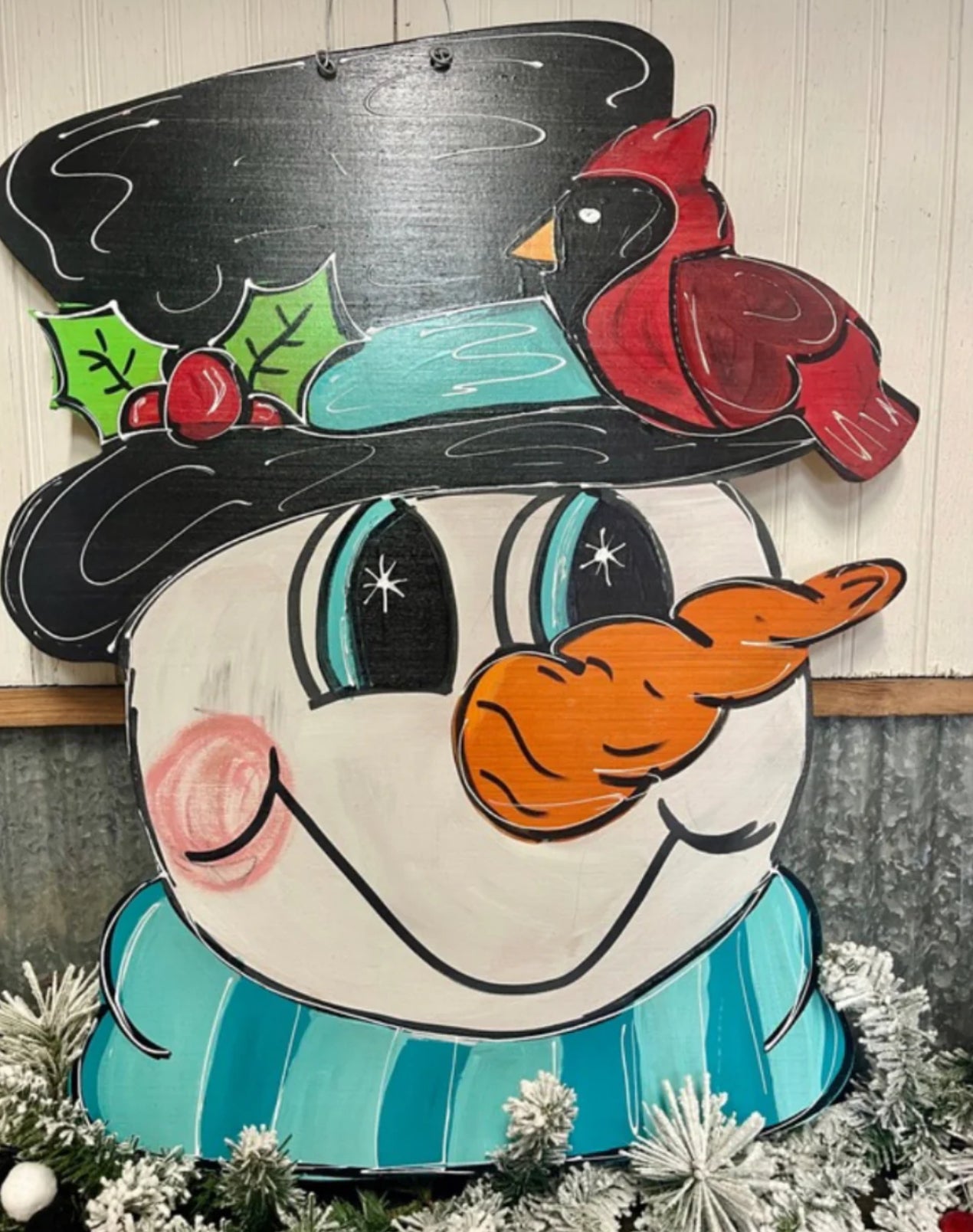 SNOWMAN WITH RED BIRD- JLFS