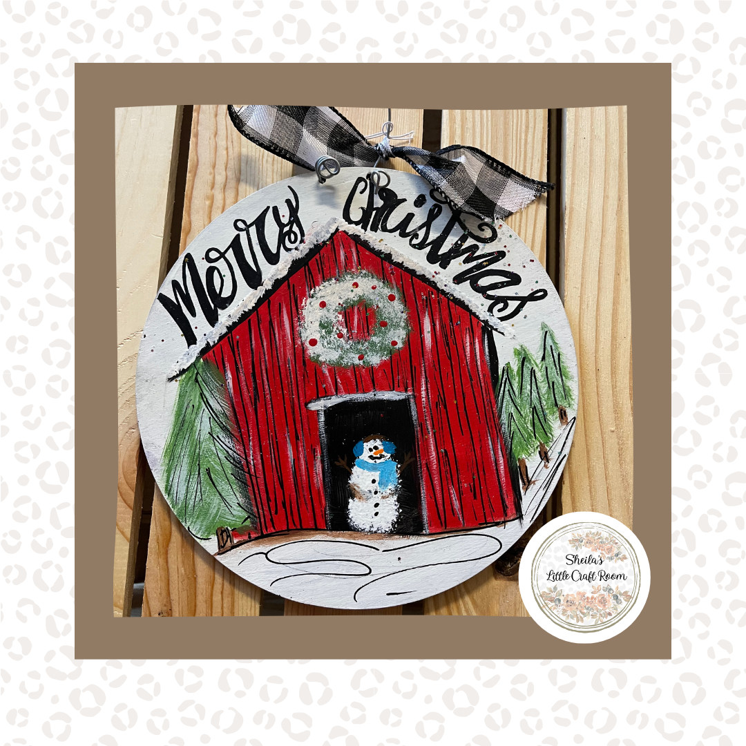 Snowman in Barn Ornament