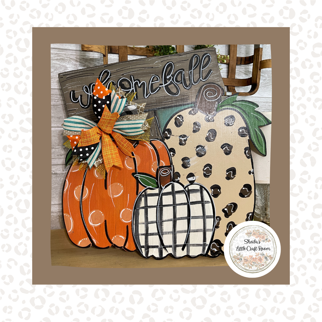 Welcome Fall with 3 pumpkins