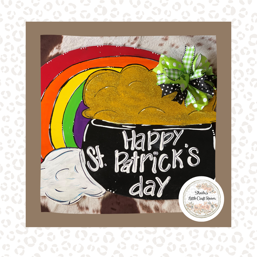 St Patrick's Rainbow and Pot of Gold Door Hanger