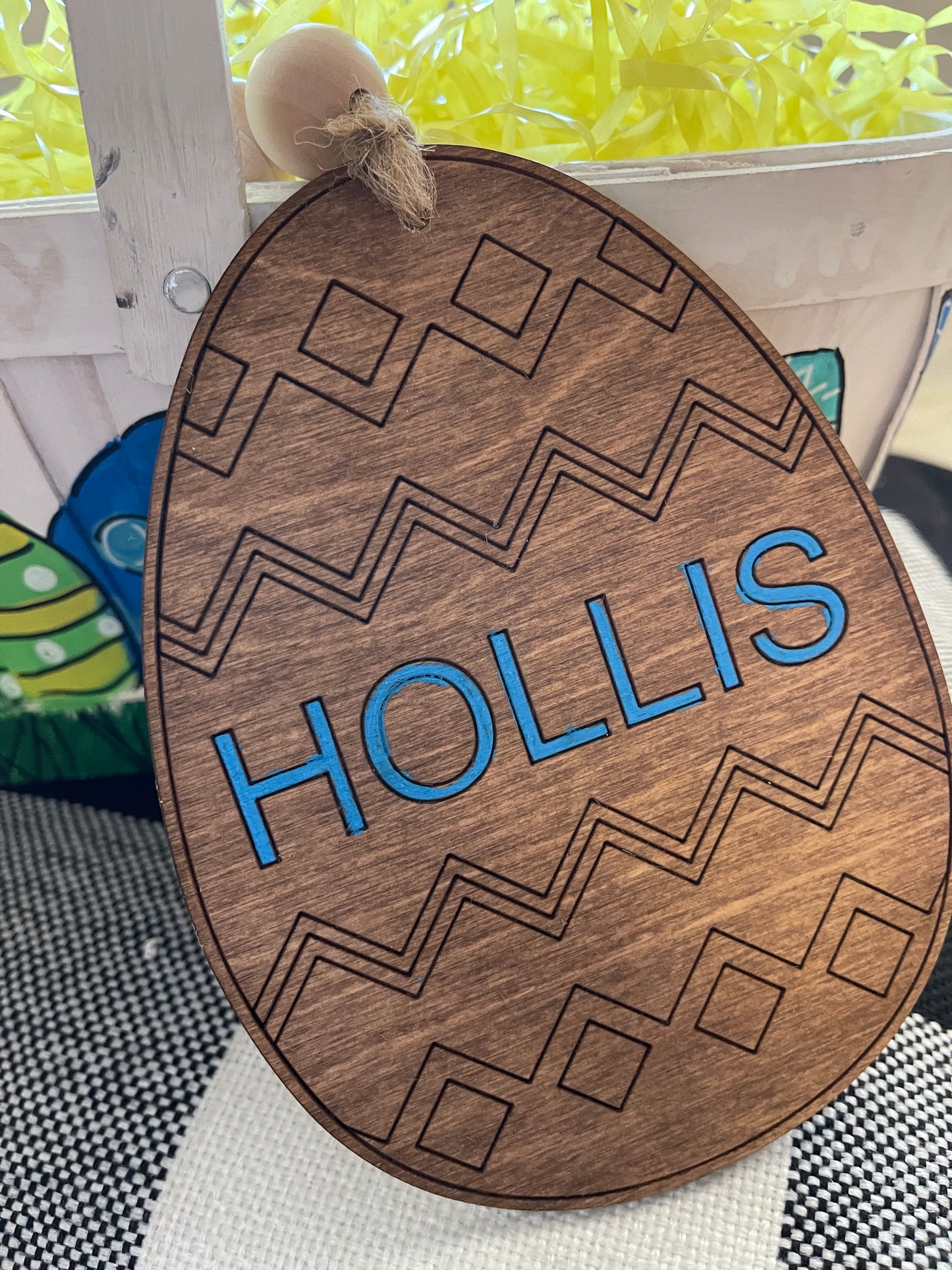 STAINED BASKET TAG - FREE PERSONALIZATION