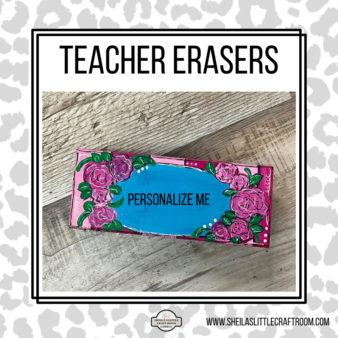 TEACHER ERASER - PINK STRIPE FLORAL