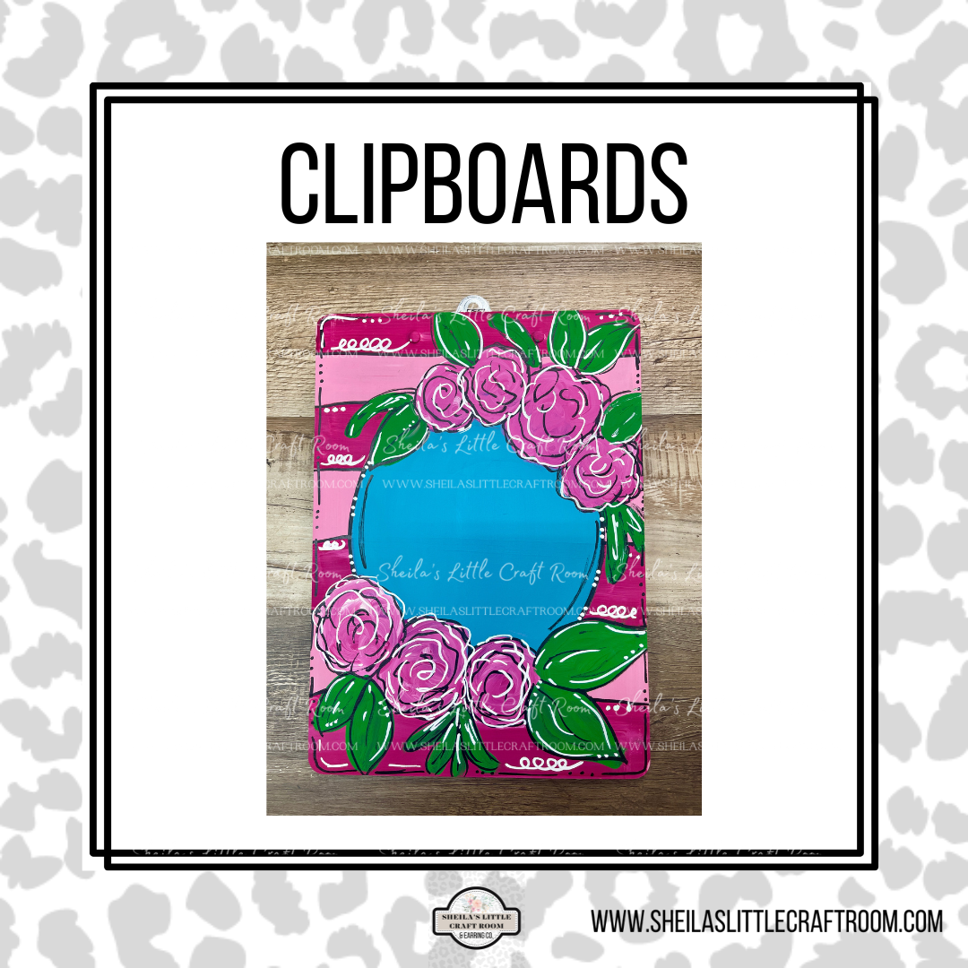 CLIPBOARDS - FLORAL WITH PINK STRIPE