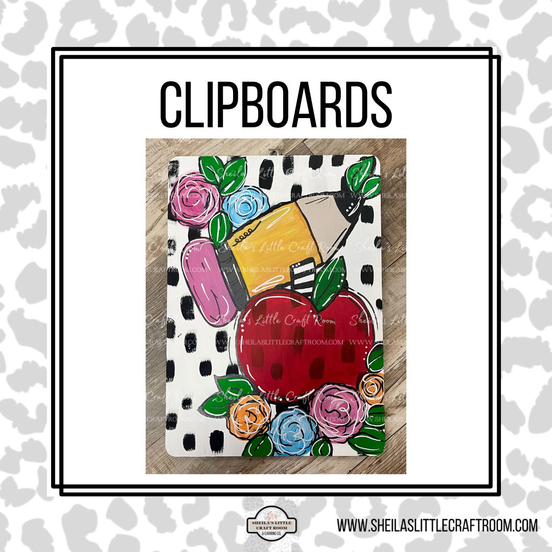 CLIPBOARDS - PENCIL & APPLE WITH DALMATION SPOTS