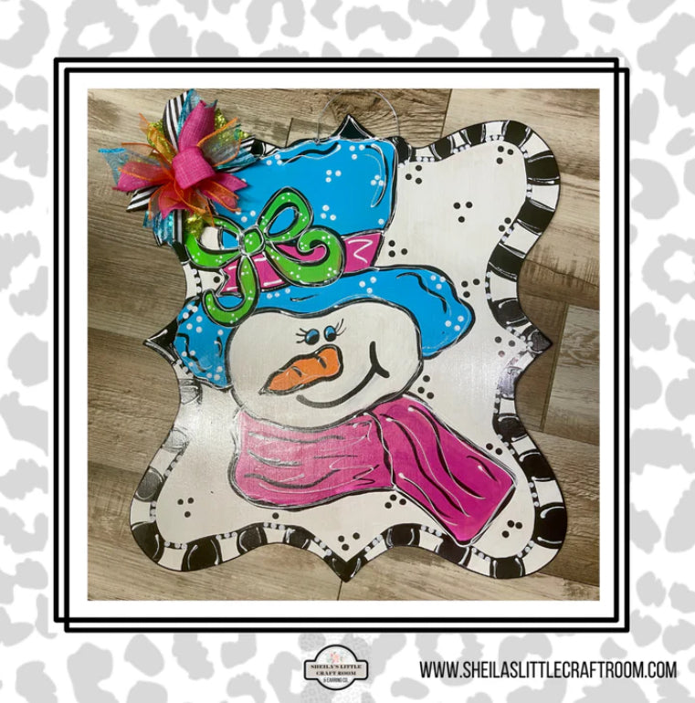 SNOWMAN BLUE HAT AND PINK SCARF- JLFS