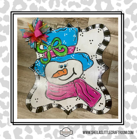 SNOWMAN BLUE HAT AND PINK SCARF- JLFS