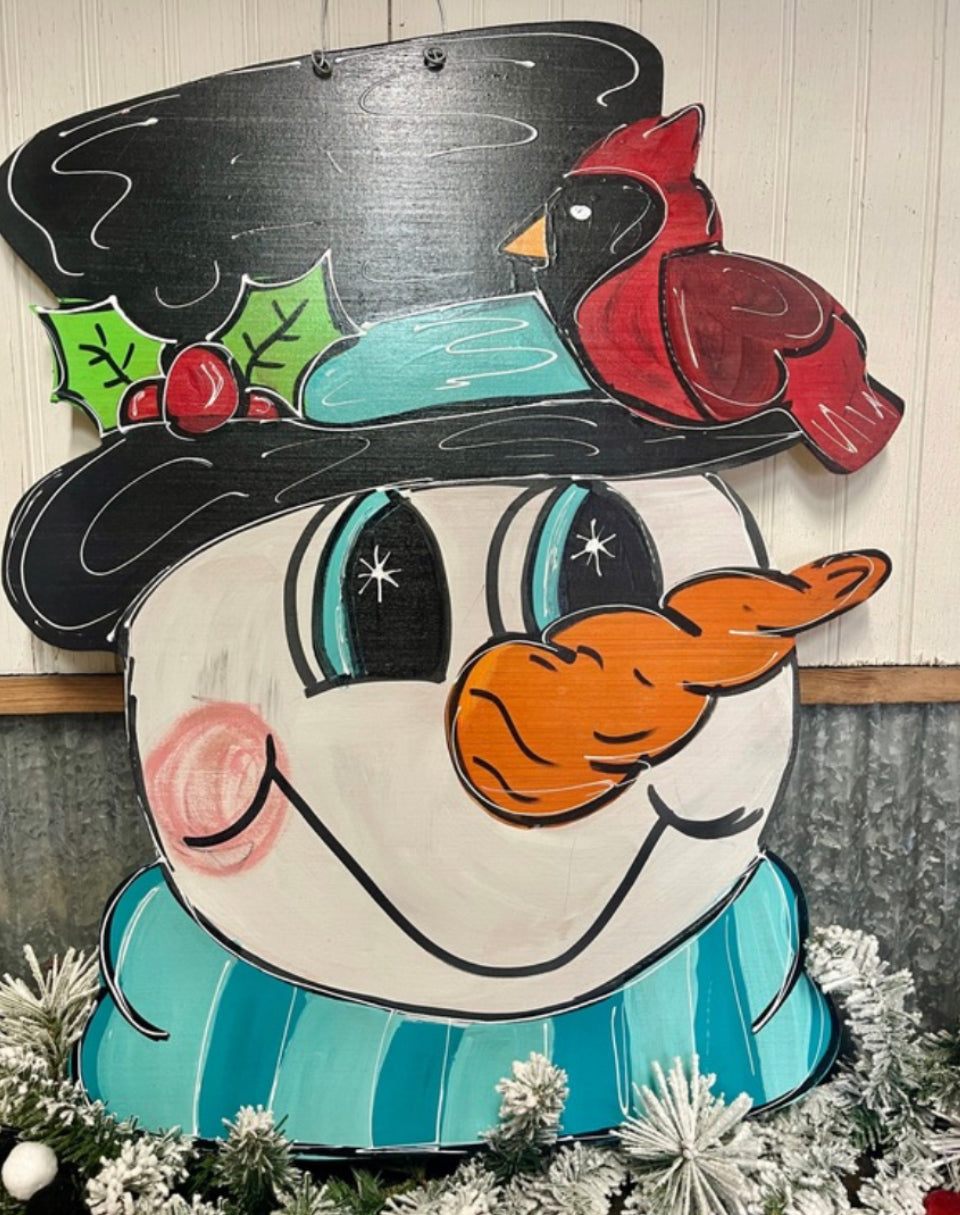 Snowman with Redbird