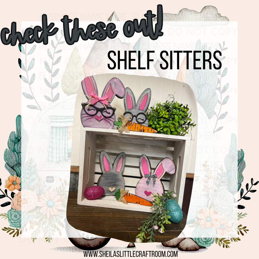 EASTER BUNY SHELF SITTER WITH GLASSES