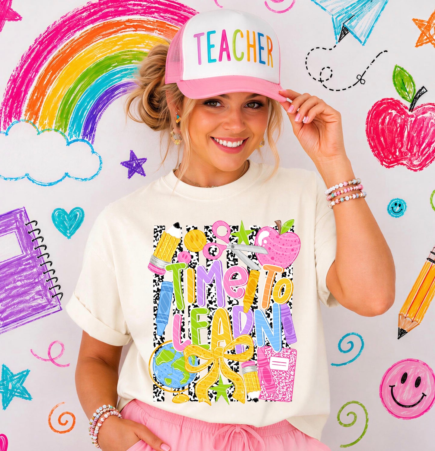 TIME TO LEARN - WHITE GOOD ON DARK COLOR TEE