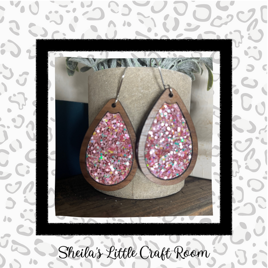 SPRING VIBE TEARDROP WITH CHUNKY PINK GLITTER FABRIC INLAY