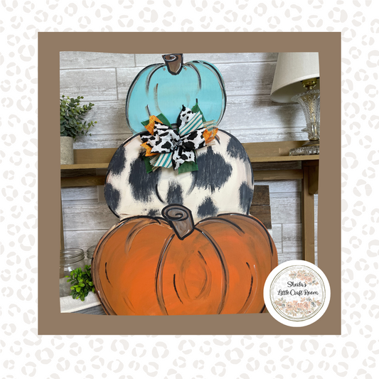 STACKED PUMPKINS WITH COWHIDE MIDDLE