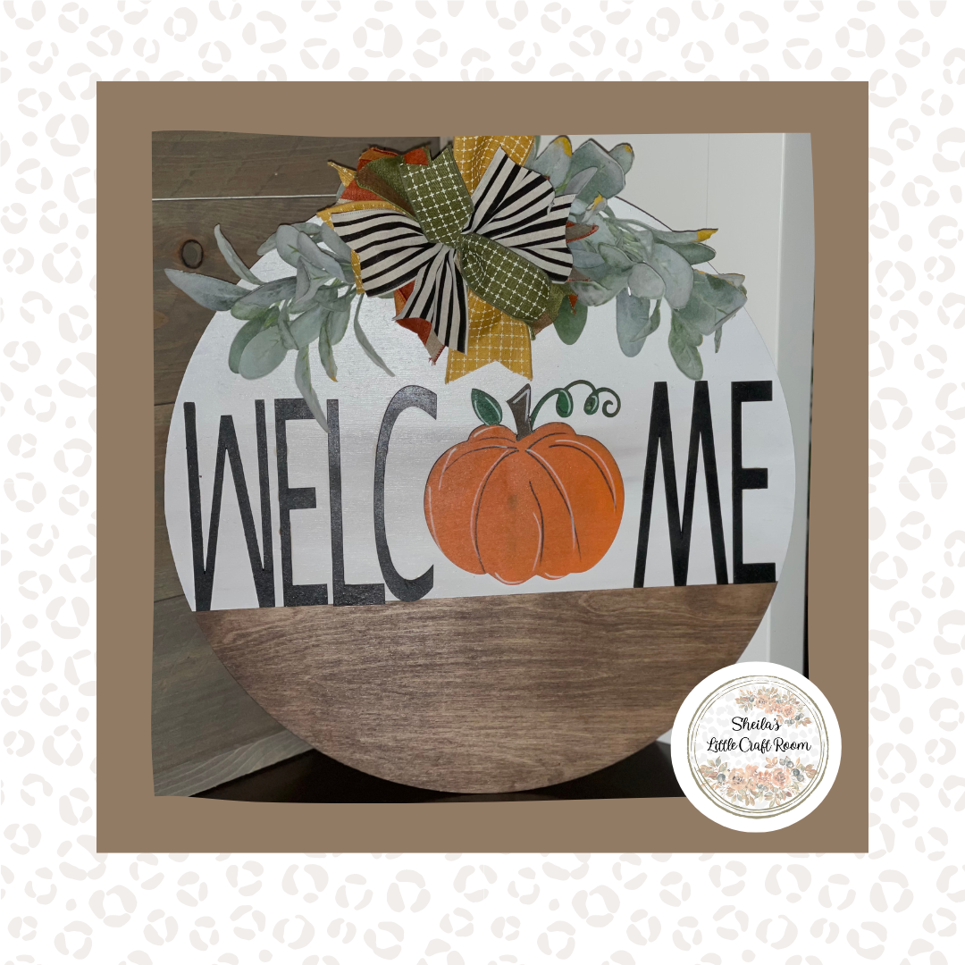 Welcome with Pumpkin Door Hanger