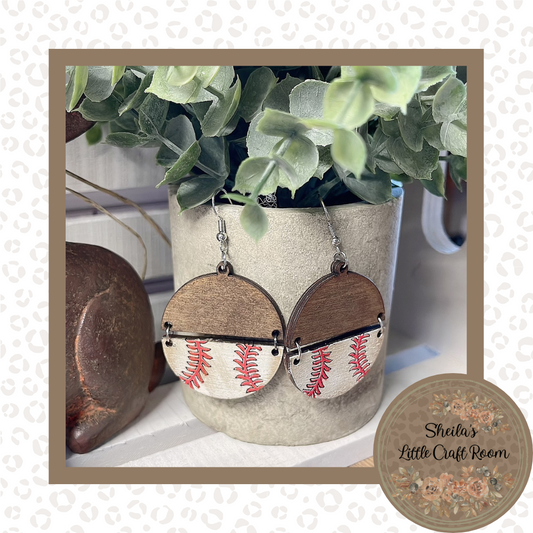 BASEBALL EARRINGS WITH STAINED TOP