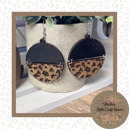 ONYX AND LEOPARD EARRING