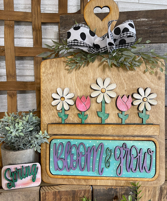 CUTTING BOARD ADD ON INSERTS - BLOOM & GROW ( BOARD SOLD SEPARATELY )