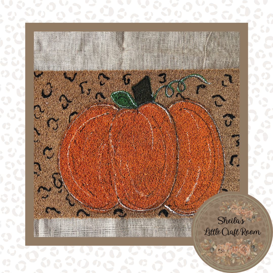 Pumpkin with Leopard - Personalized - Door Mat - FREE SHIPPING